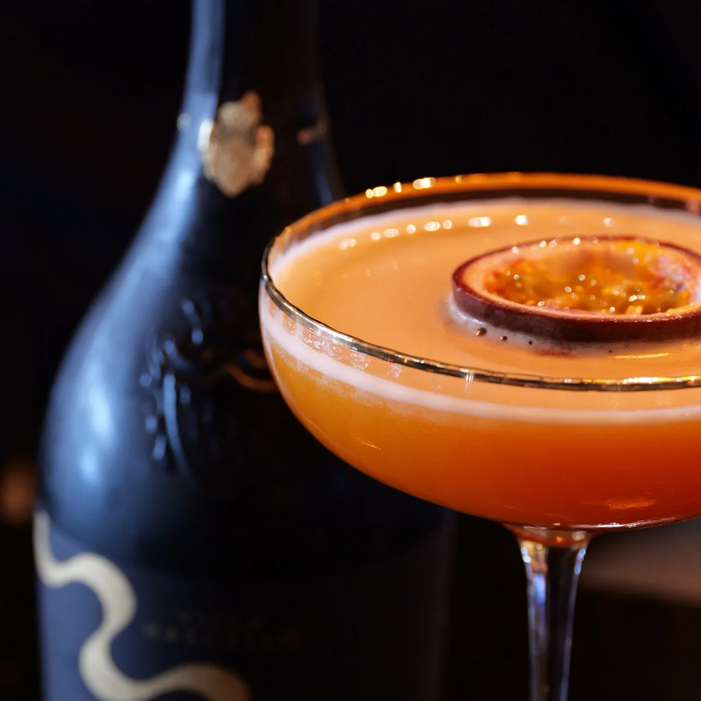 A citrus-garnished cocktail at the Longhorn